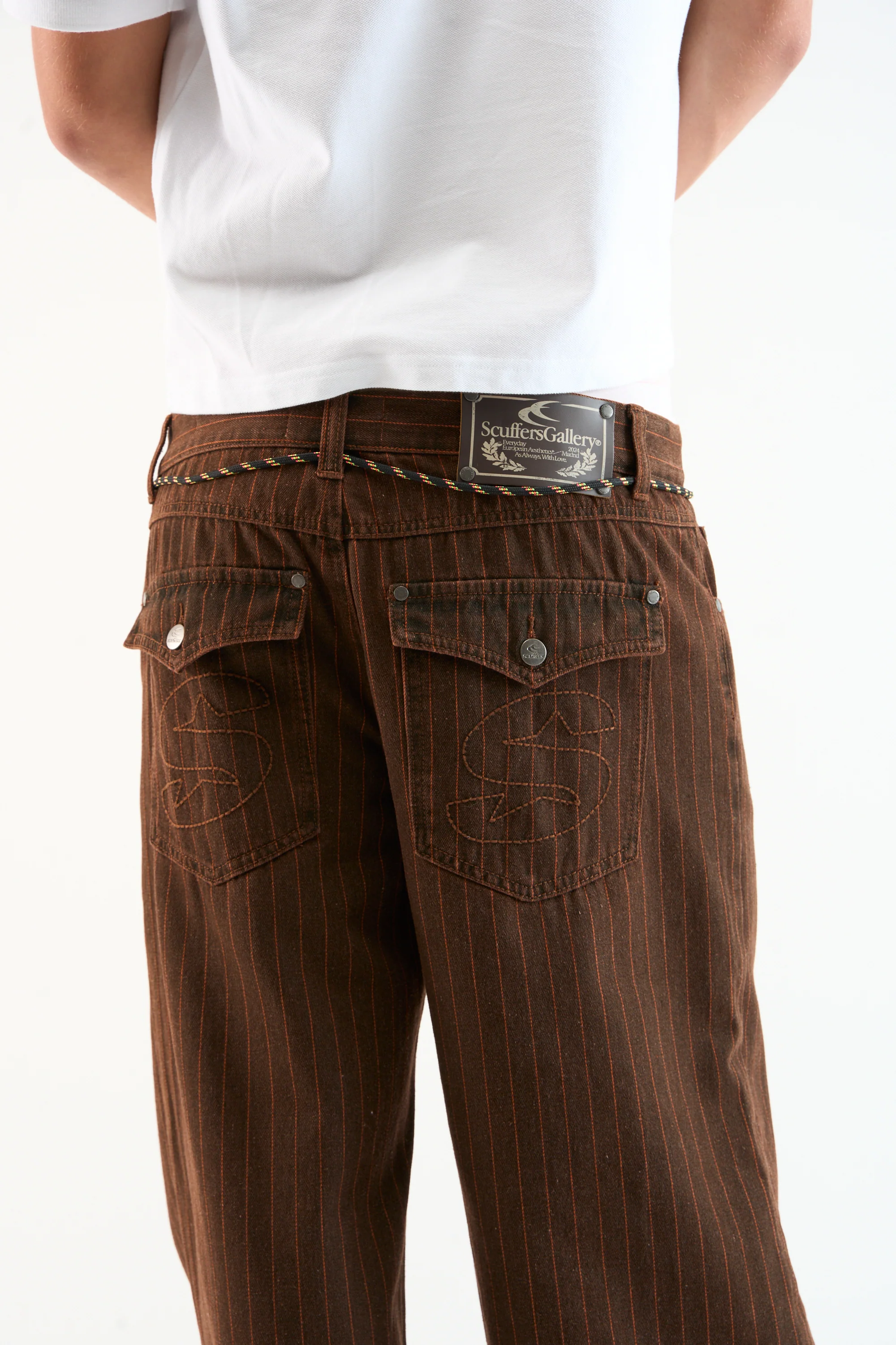 Pinstripe Carrie Brown Pants - Image 7