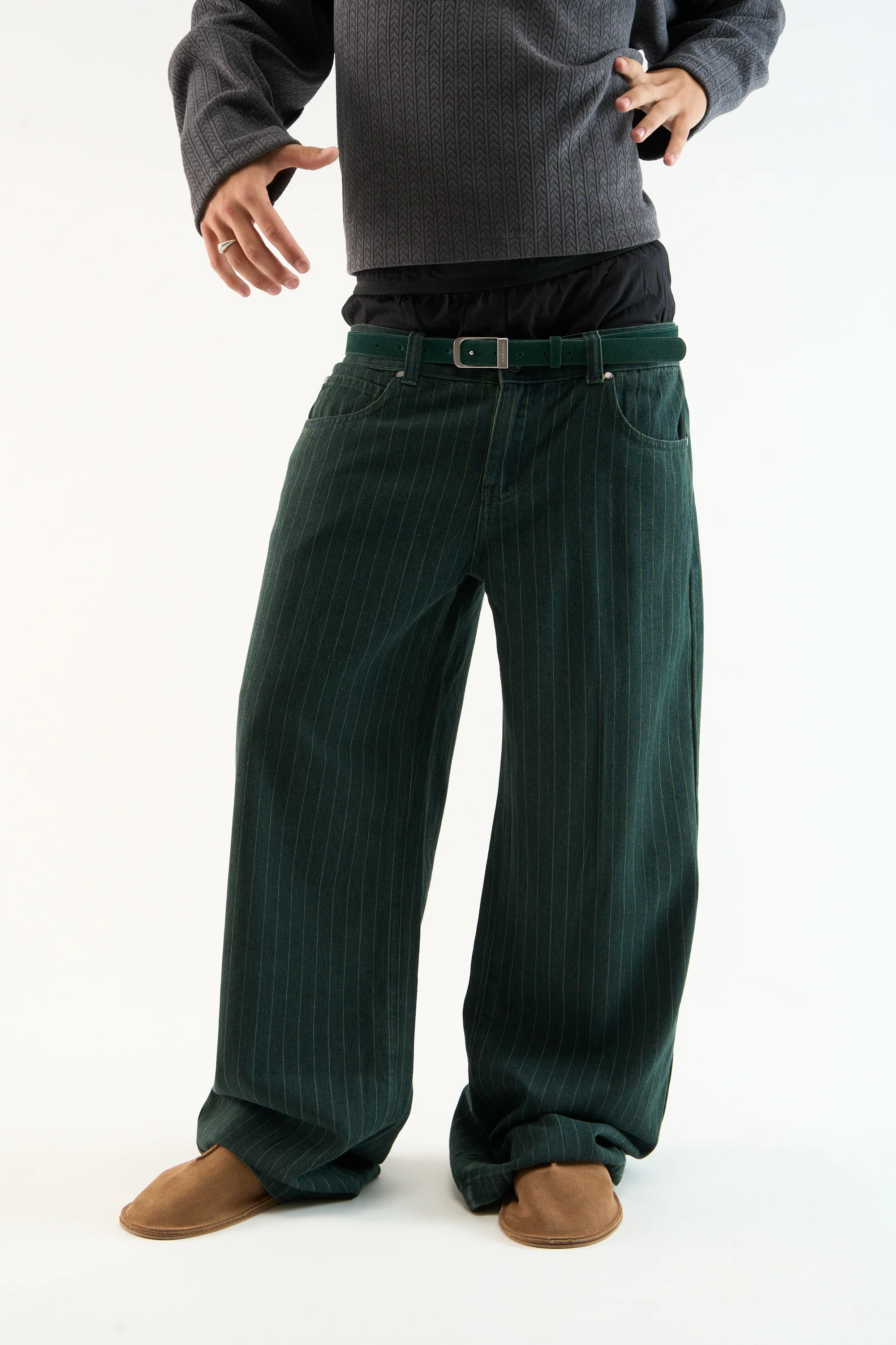 Pinstripe Carrie Green Pants - Image 2
