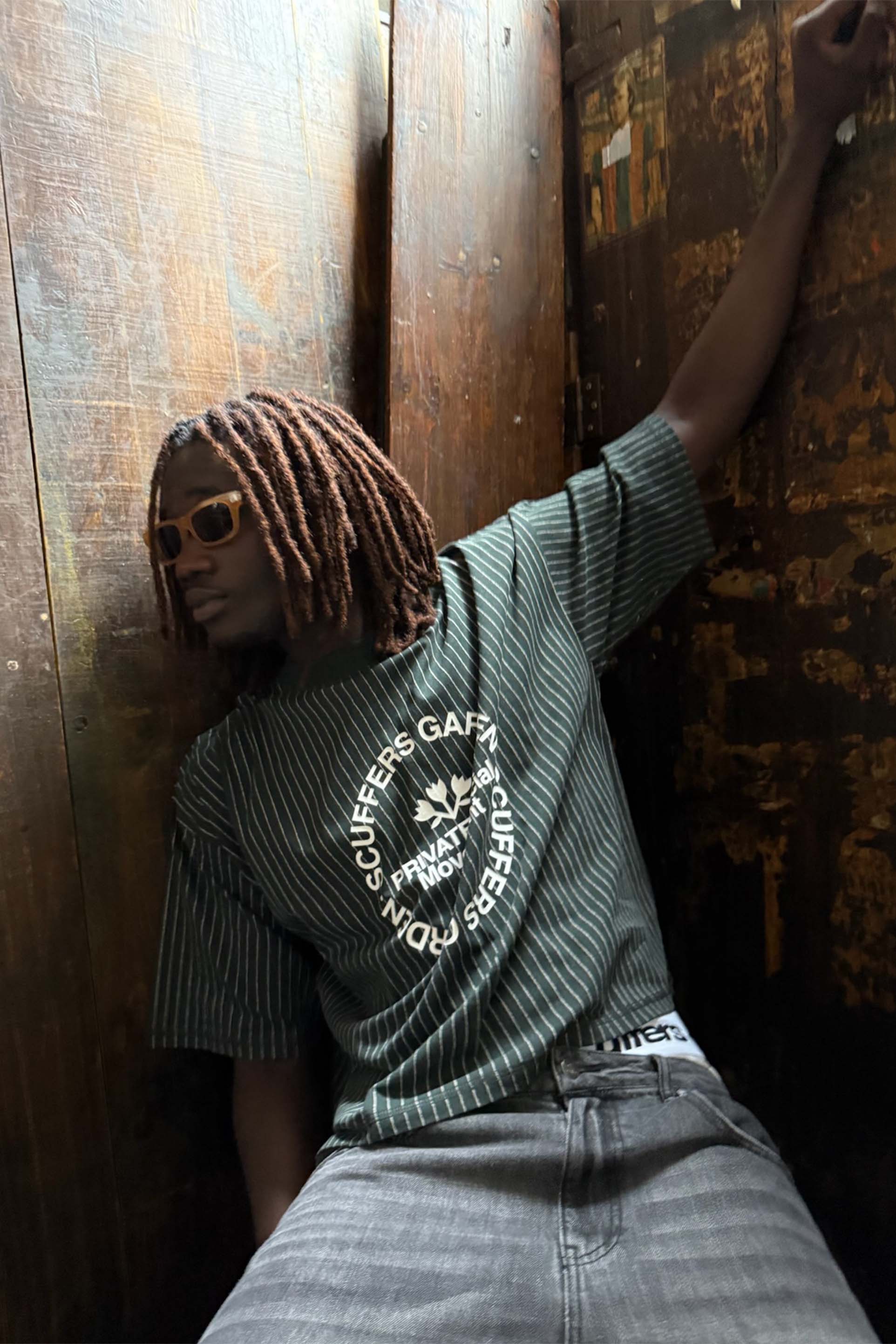 Pinstripe Green T-Shirt - Image 6