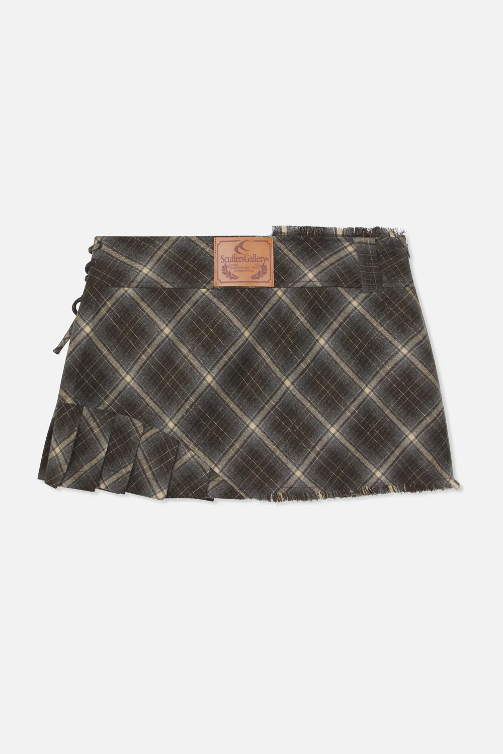 Pleat Blue Checkered Skirt - Image 3