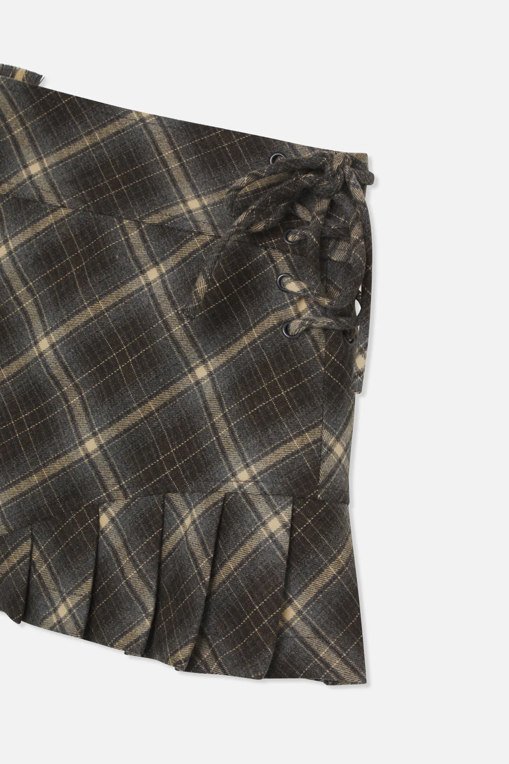 Pleat Blue Checkered Skirt - Image 7