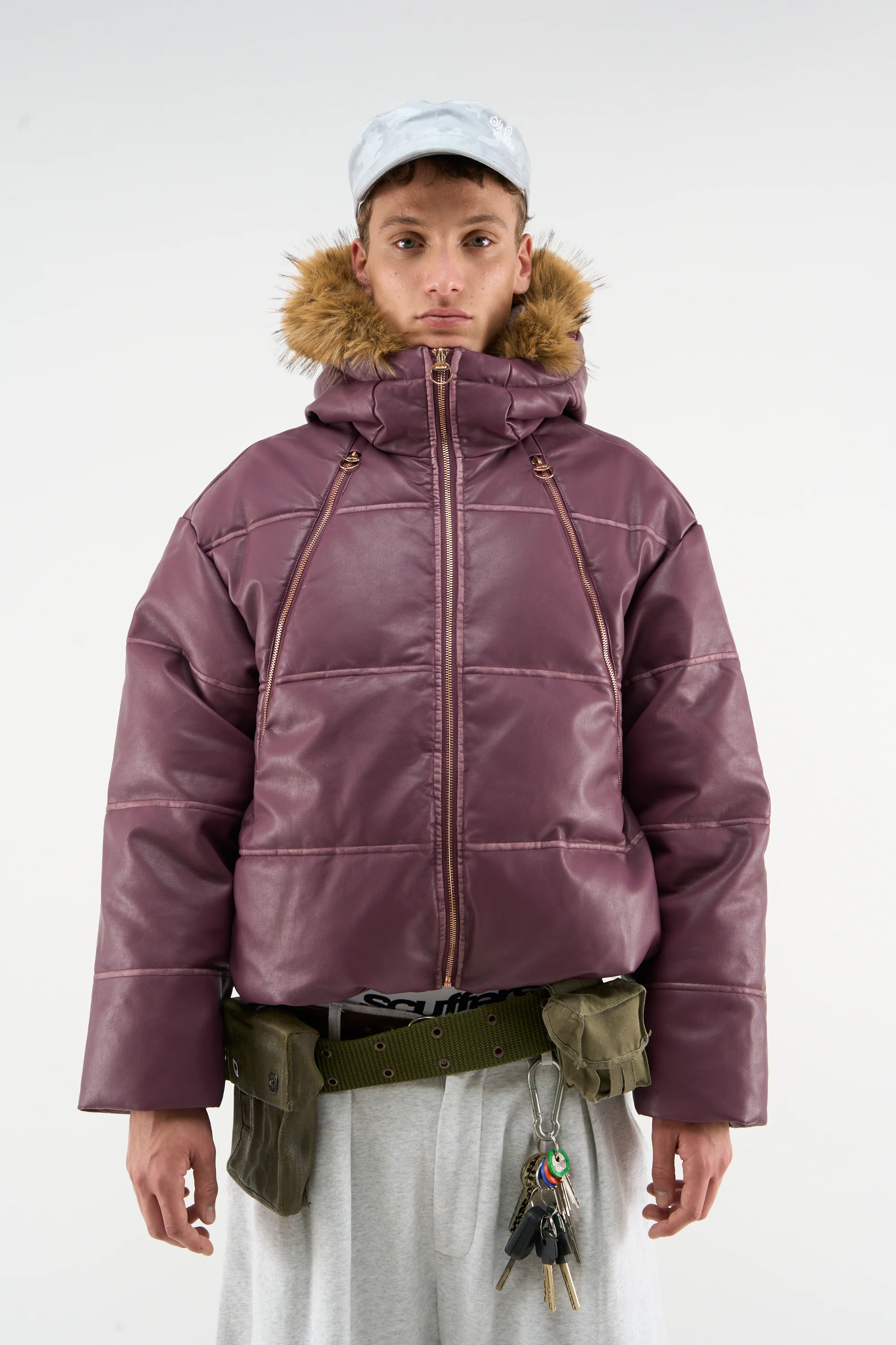 Raw Burgundy Puffer Jacket - Image 2