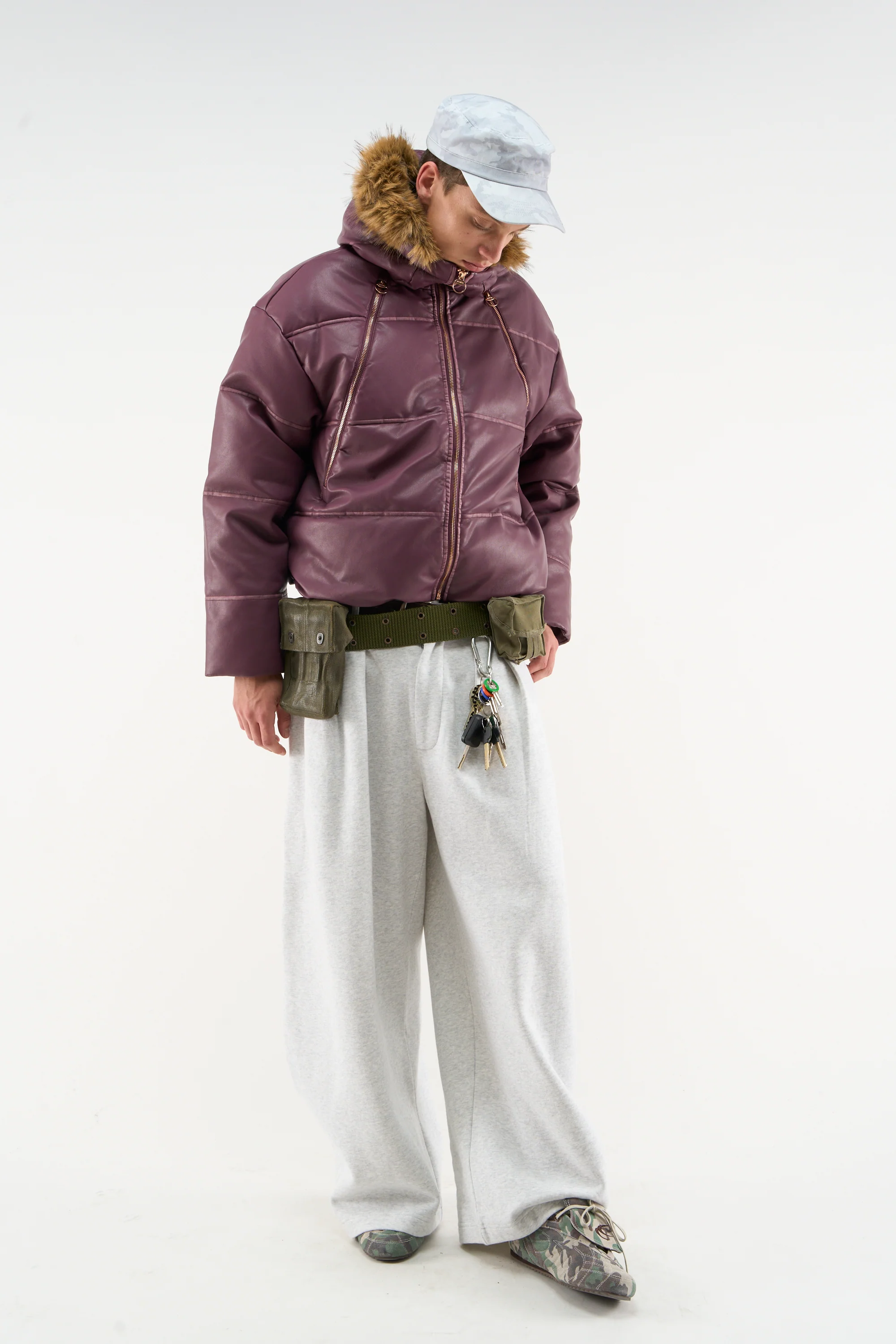 Raw Burgundy Puffer Jacket - Image 3