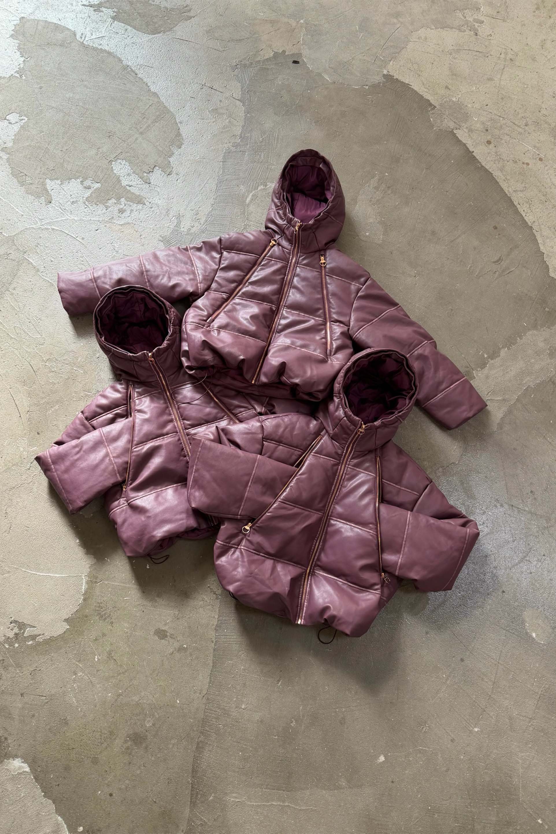 Raw Burgundy Puffer Jacket - Image 5
