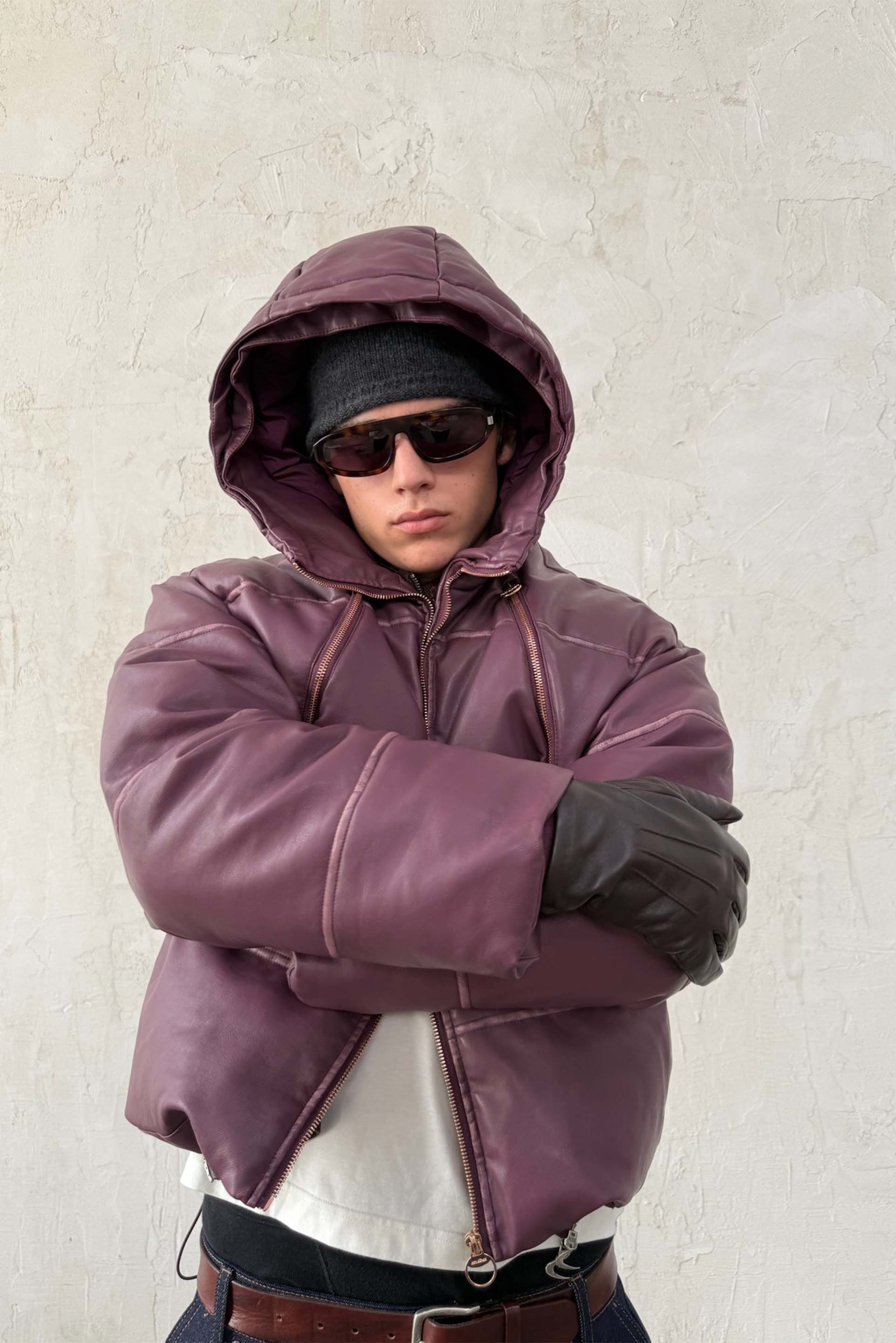 Raw Burgundy Puffer Jacket - Image 6