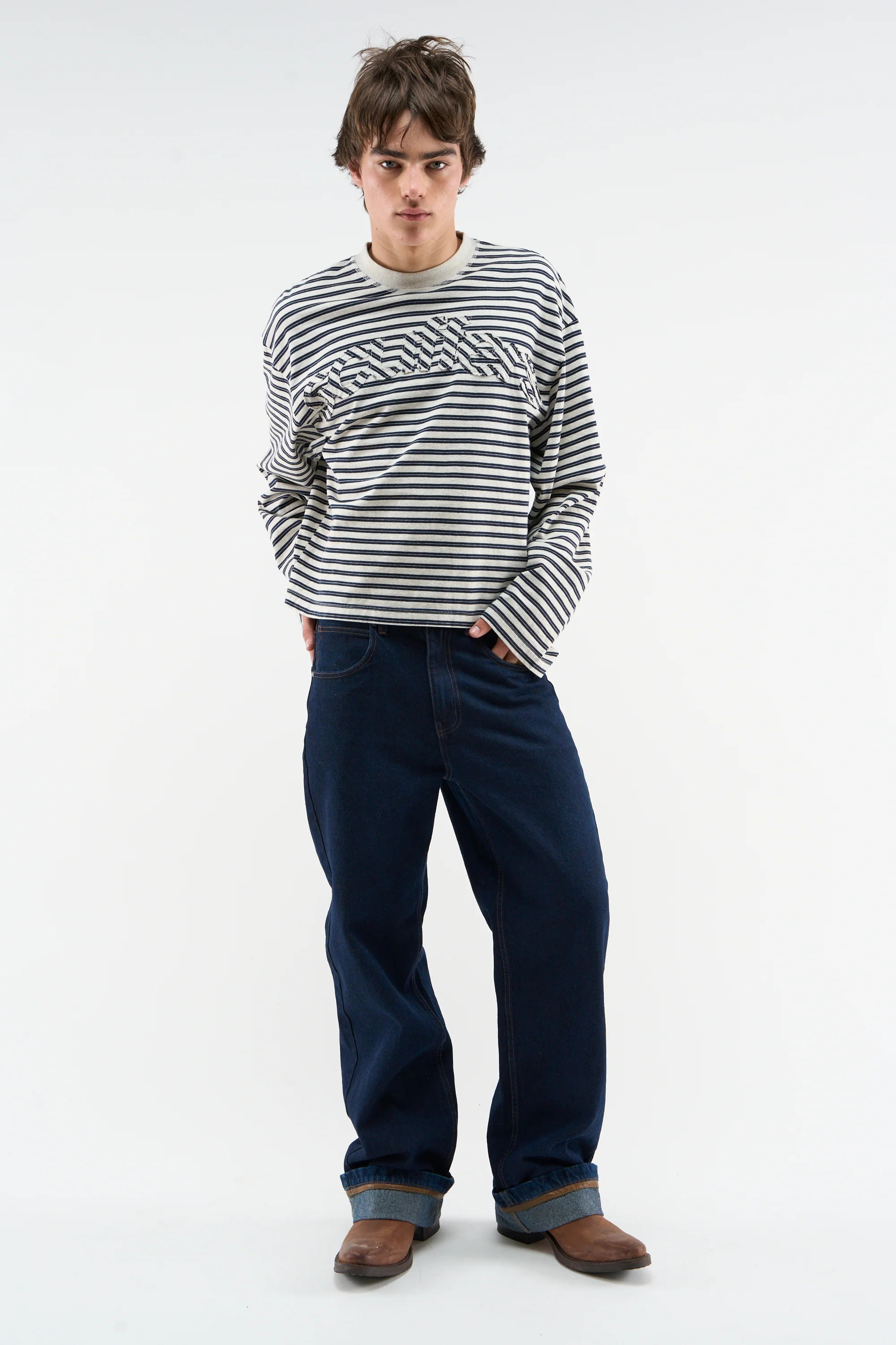 Raw Striped Navy Longsleeve - Image 2
