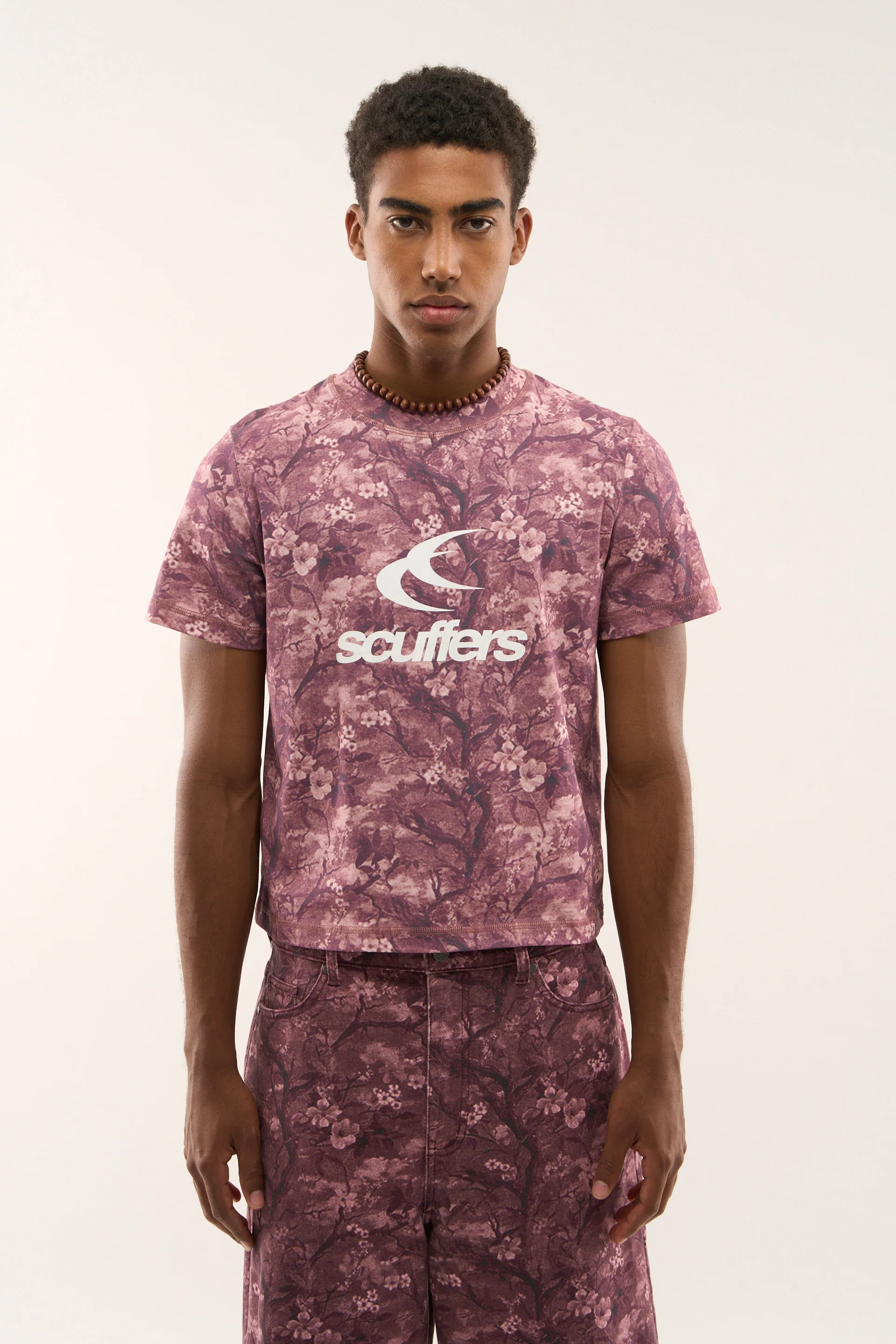 Real Flower Burgundy Fitted T-Shirt - Image 4