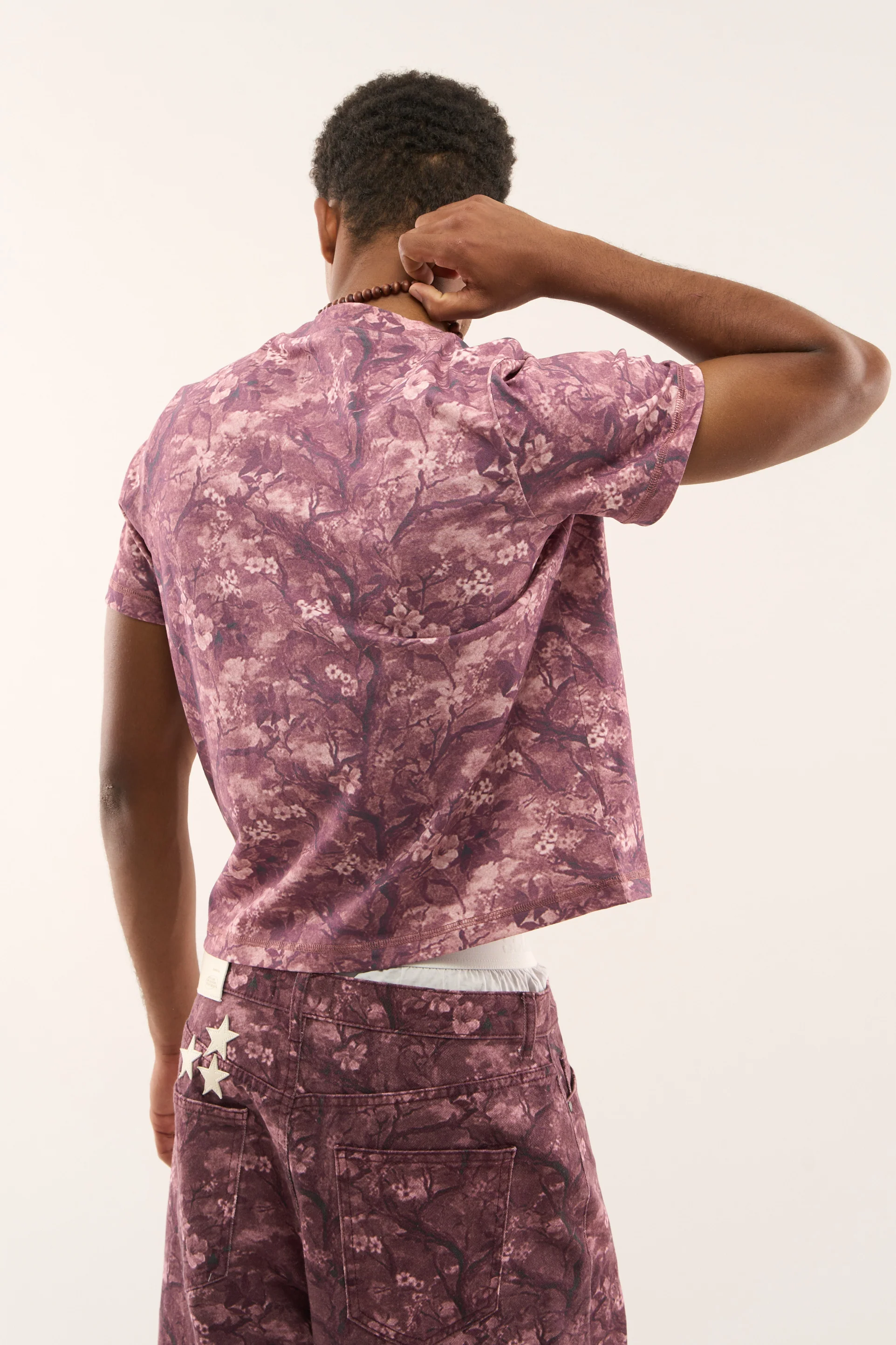 Real Flower Burgundy Fitted T-Shirt - Image 8