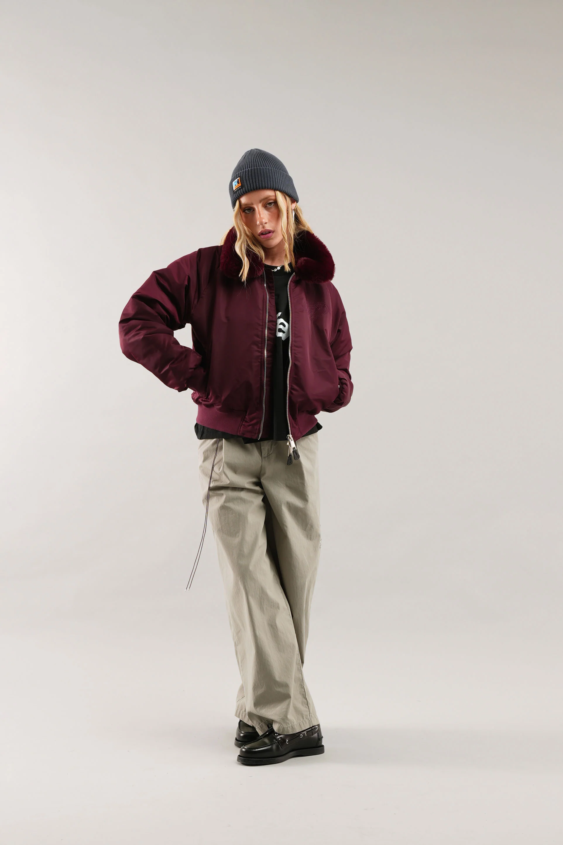 SCFF Burgundy Bomber Jacket - Image 9