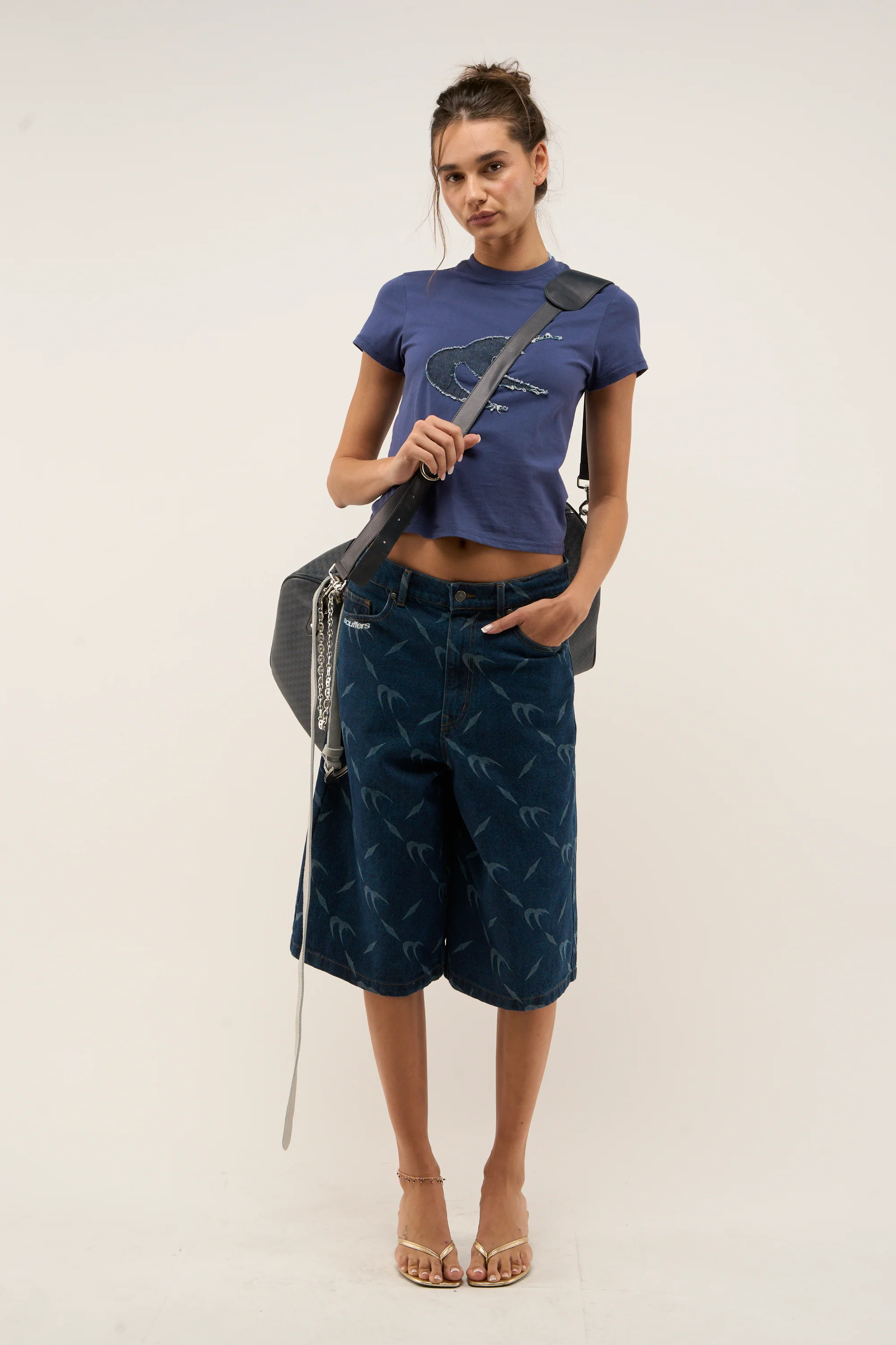 Silver Dark Blue Jorts - Image 2