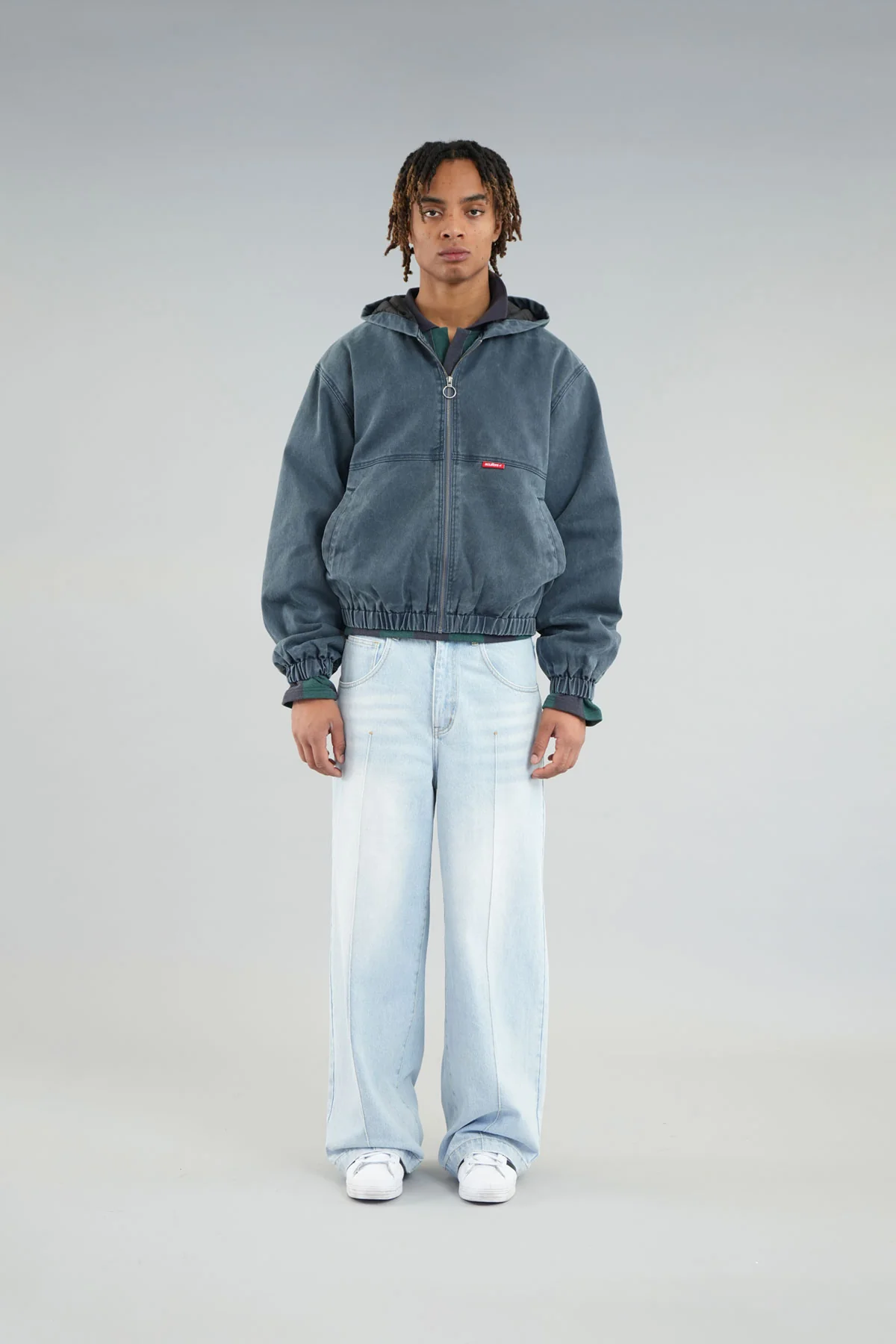 Stained Navy Blue Work Jacket - Image 4