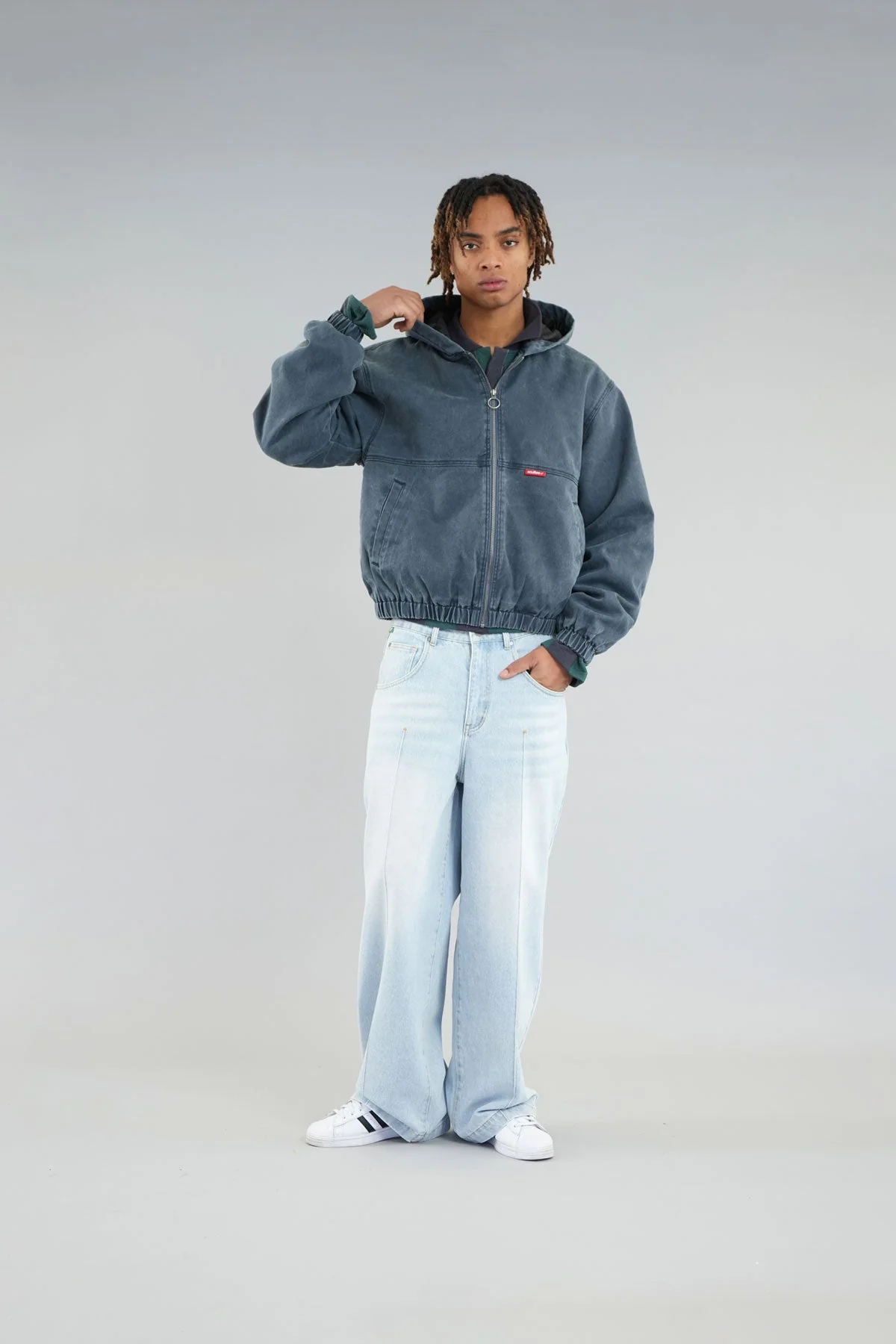 Stained Navy Blue Work Jacket - Image 7