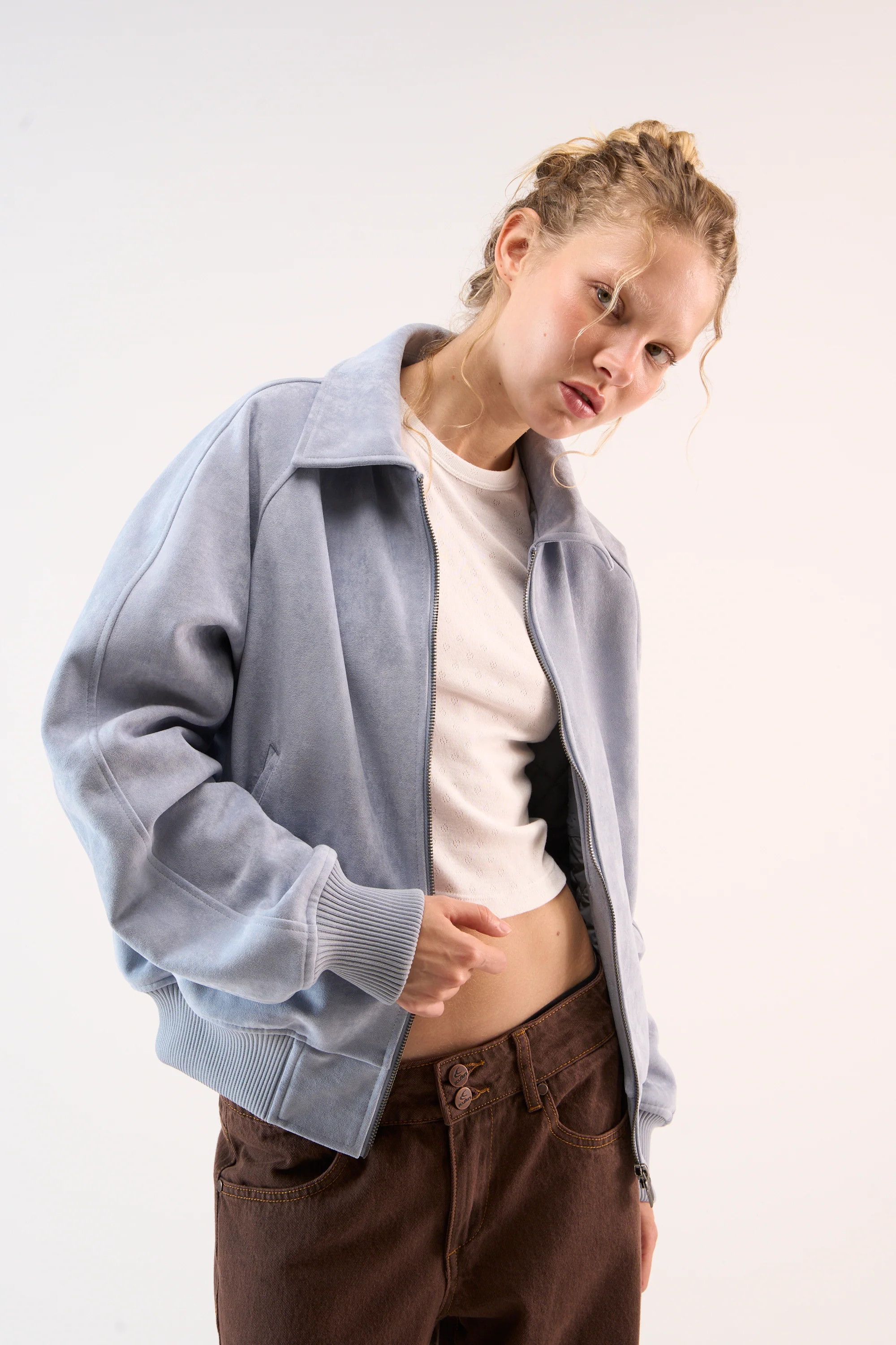 Suede Blue Raw Jacket - Image 3