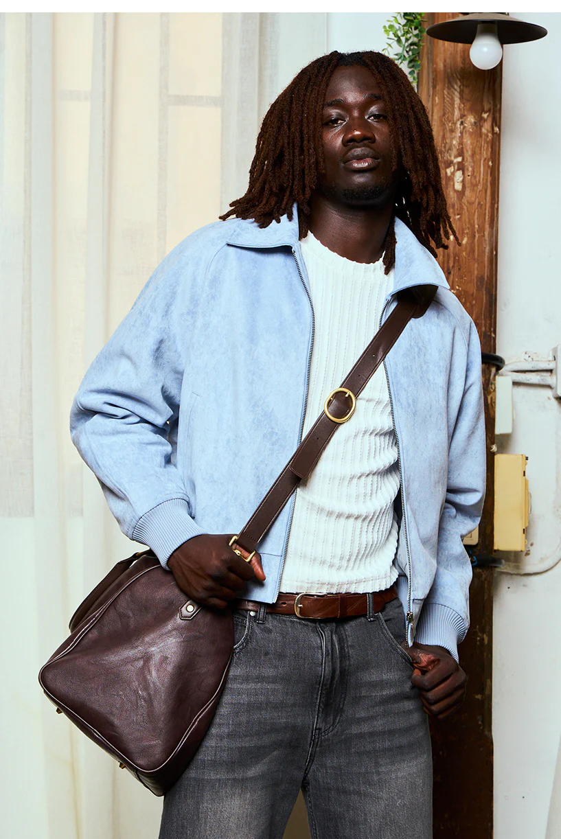 Suede Blue Raw Jacket - Image 5