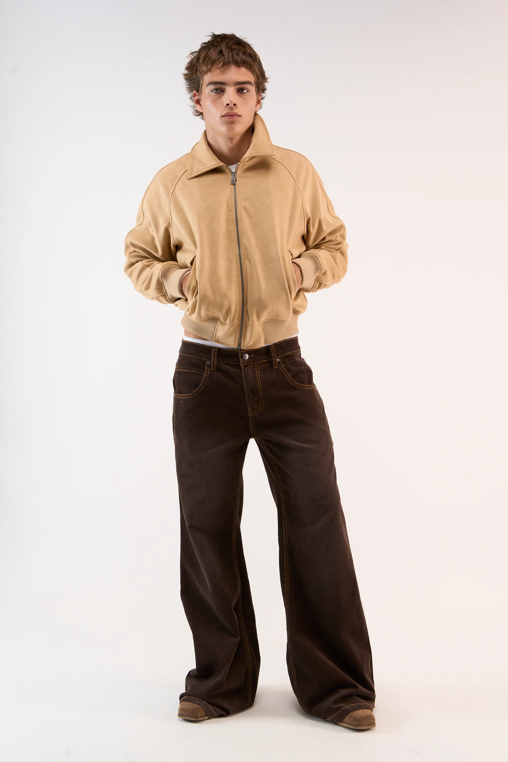 Suede Camel Raw Jacket - Image 2
