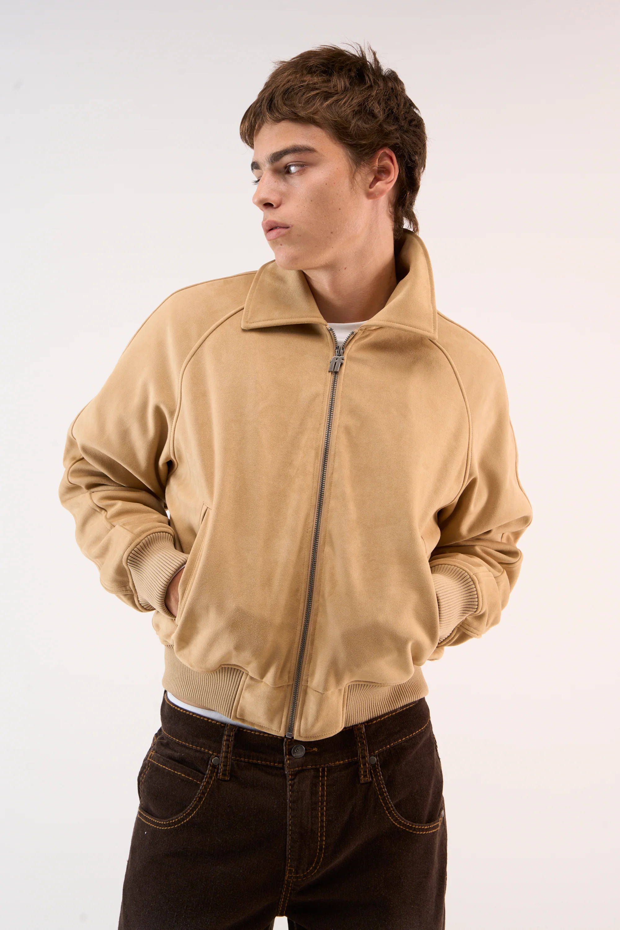 Suede Camel Raw Jacket - Image 3