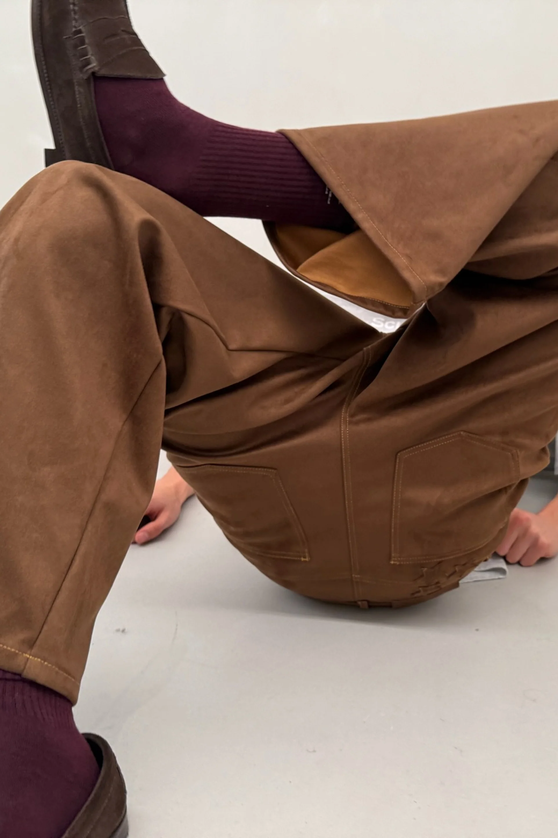 Suede Dark Brown Jumbo Pants - Image 12