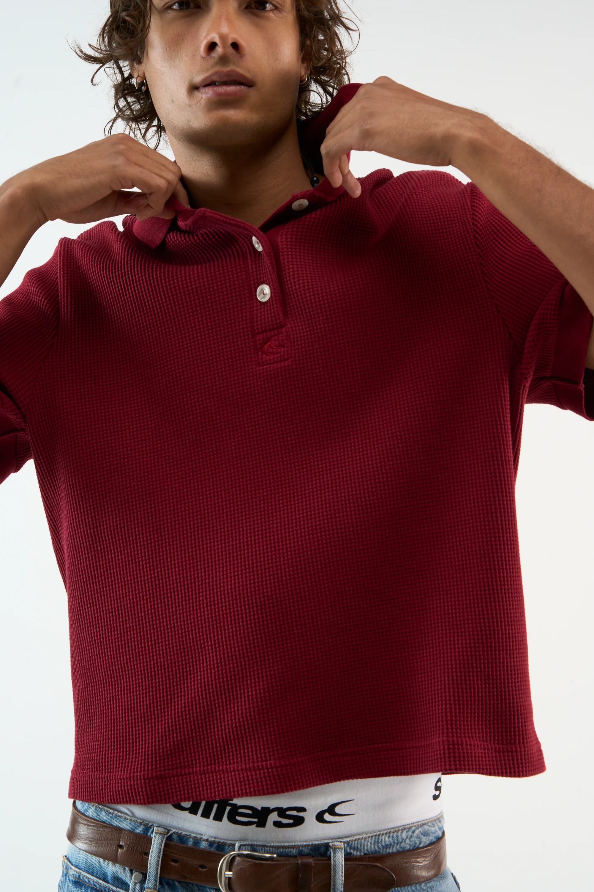 Waffle Burgundy Polo - Image 6